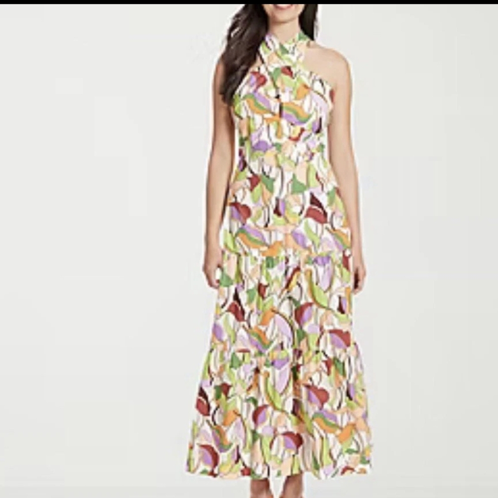 Multicolor Halter Neck Maxi Dress